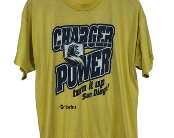 Vintage 90's San Diego Chargers Turn It Up NFL Graphic Tee Size XL
