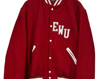 Vintage Holloway Red Letterman Jacket EWU Eastern Washington Size XL