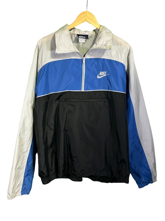 Vintage 80 s Nike Tri Color Quarter Zip Windbreaker Jacket Size