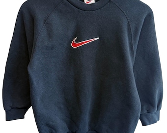 Vintage 90-tals Nike Swoosh-logotyp svart tröja storlek XS