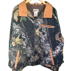 Vintage Mossy Oak Hunter Woodland Camo Duck Jacket Size XL image 1