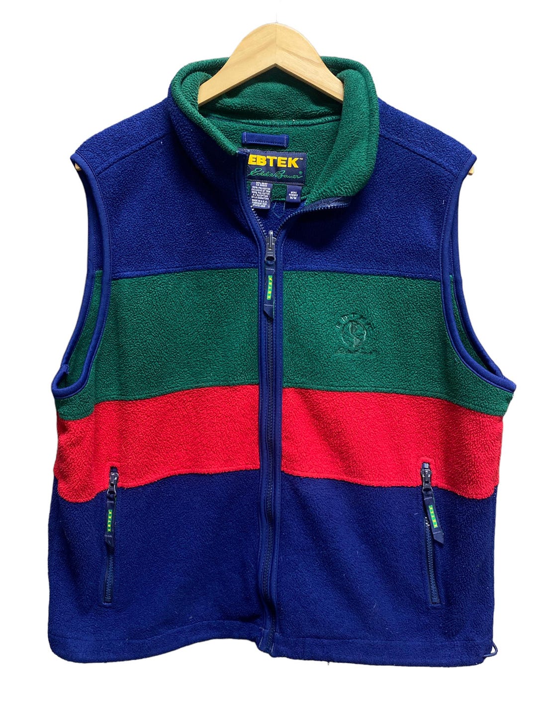 Vintage Eddie Bauer EBTEK Color Block Fleece Vest Size Medium - Etsy