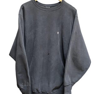 Camiseta vintage Champion de cuello redondo con tejido inverso, color negro, talla XXL, fabricada en EE. UU.