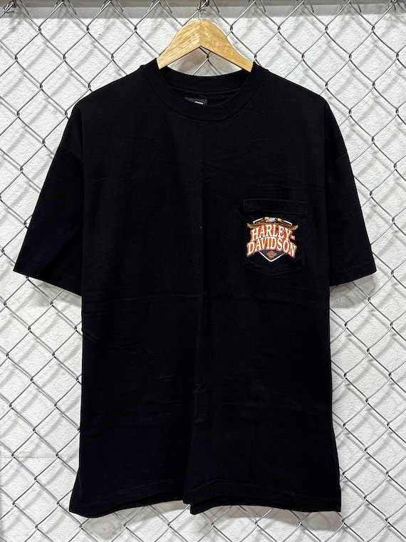 80s Harley-Davidson ポケットTシャツ Lサイズ Vintage 80's Harley Davidson Oak Lawn Illinois Biker Pocket Tee