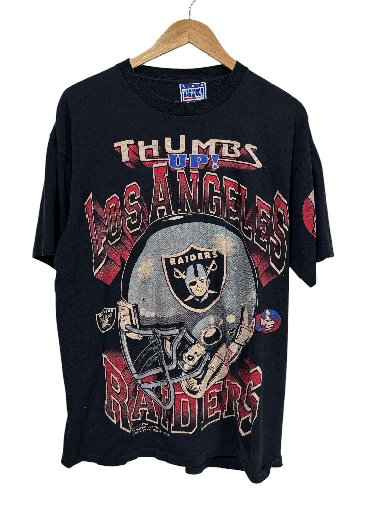 Vintage 90's Thumbs up Los Angeles Raiders NFL Big Print Tee Size