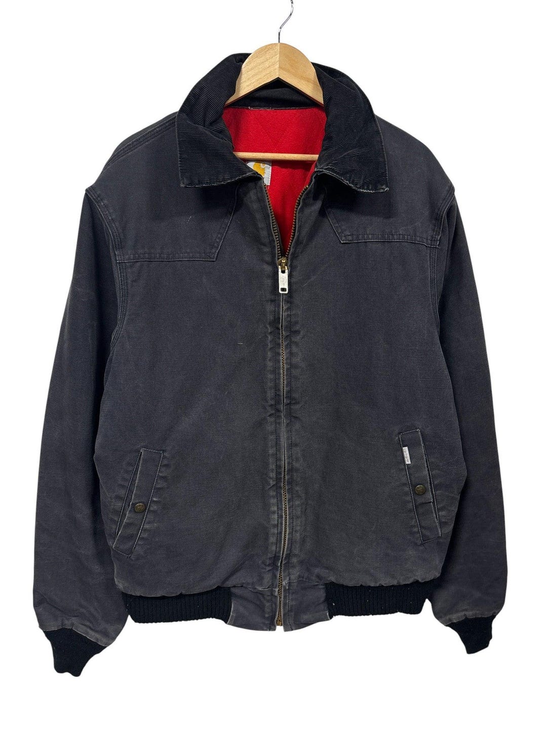 Vintage Carhartt Dark Grey Santa Fe Zip up Workwear Jacket Size XL