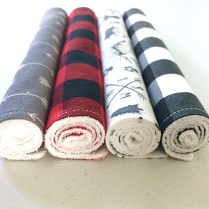SALE!!! Set of 4 Buffalo Plaid Burp Cloths, Baby Gift, Baby Boy, Newborn, Baby Shower, Lumberjack, Teepee, Explorer