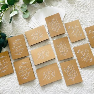 VENTE!!! Ensemble de 12 cartes de correspondance vierges dessinées à la main en kraft brun, lettrage à main levée, manuscrit, encouragement, idée cadeau