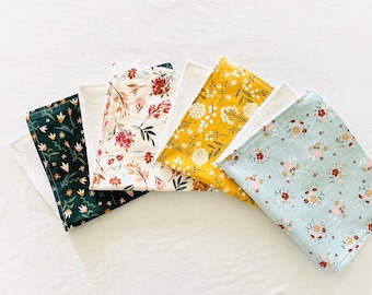 SALE!!! Set of 4 Wildflower Stem Burp Cloths, Baby Gift, Baby Girl, Newborn, Baby Shower