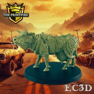Muant Cow Brahmin Bull | Diseased Livestock | Post Apocalypse Bad Guy Miniature Figure | Wasteland Warfare Cyber Punk Dystopian Future |