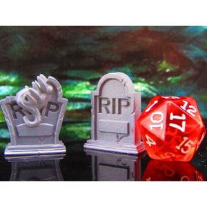 Tombstone Gravestone Graveyard Mimic Pair A Mini Miniature Model Character Figure 28mm/32mm Scale RPG Tabletop Gaming Wargaming D&D etc.