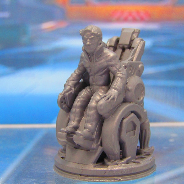 Sci Fi Professor Scientist in Hover Wheelchair Mini Miniature 3D Printed Model 28/32mm Scale Sci Fi Science Fiction RPG Tabletop Gaming
