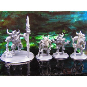 4pc Undead Skeleton Minotaur Set Mini Miniature Model Character Figure 28mm/32mm Scale RPG Tabletop Gaming Wargaming D&D etc.