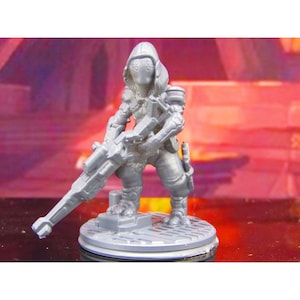 Alien Assassin Mercenary Sniper Mini Miniature Model Character Figure 28mm/32mm Scale RPG Tabletop Sci Fi Science Fiction Cyberpunk Etc.