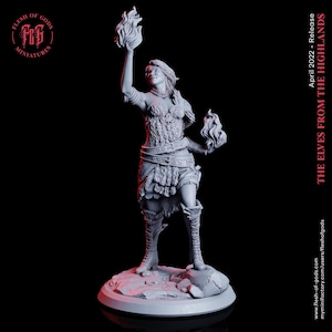 Highland Elf Villain Pyromancer Mini Miniature Figure Model RPG Fantasy Games Dungeons & Dragons Tabletop Gaming