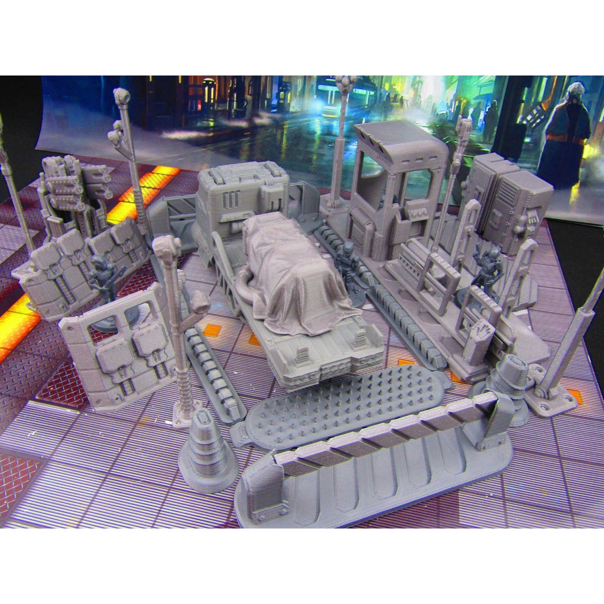 40pc Security Military Checkpoint Gate W/ Truck, Cargo