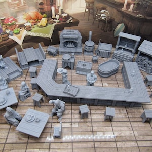 50pc Tavern Bar Inn Pub DnD Miniature Terrain, Dungeons and Dragons, D&D, Pathfinder, Scatter, Wargaming, Tabletop, 28mm