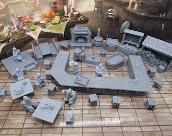50pc Miniature Bar / Tavern Set for Dungeons and Dragons - 3D Printed