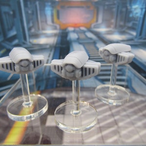 Lot of 3 Scout Drones w/ Flight Stands Mini Miniature 3D Printed Figure Model 28/32mm Scale Sci Fi Science Fiction RPG Tabletop Gaming