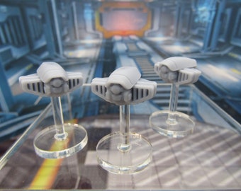 Lot of 3 Scout Drones w/ Flight Stands Mini Miniature 3D Printed Figure Model 28/32mm Scale Sci Fi Science Fiction RPG Tabletop Gaming