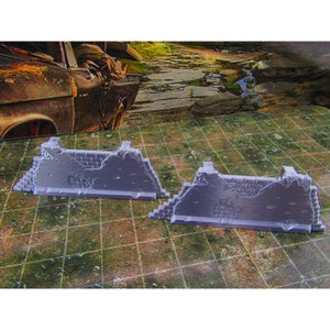2pc Building Rubble Straight Brick Wall A Scatter Terrain Scenery Wasteland Apocalypse Dystopian Mini Miniature Model 28mm/32mm Scale