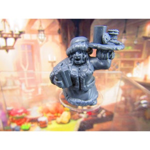 Dwarf Christmas Waitress Mini Miniature Figure 3D Printed Model 28/32mm Scale RPG Fantasy Games Dungeons & Dragons Tabletop