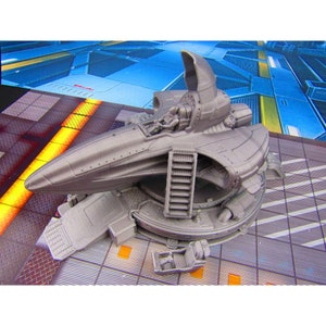Space Ship Landing Pad w/ Starship Scenery Scatter Terrain 3D Printed Model 28/32mm Scale Sci Fi Cyber Punk Steampunk Science Fiction RPG