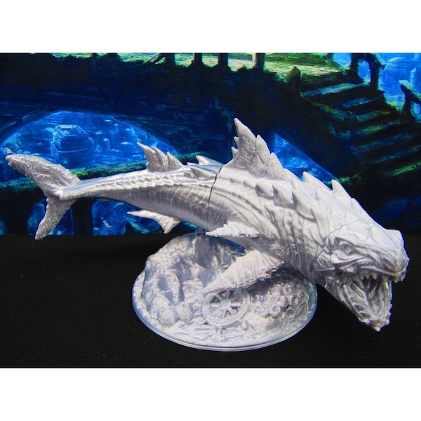 Monstrous Sea Beast Shark w/ Flight Rods Mini Miniature Figure 3D Printed Model 28/32mm Scale RPG Fantasy Games Dungeons & Dragons Gaming