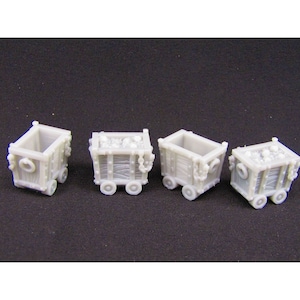 4pc Mine Carts Scatter Terrain Scenery 3D Printed Mini Miniature Model 28/32mm Scale RPG Tabletop Gaming Dungeons & Dragons
