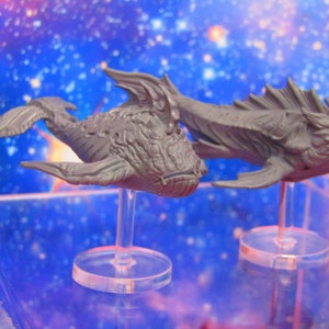 Space Whales Pair Creatures of the Cosmos Starfinder Fleet Scale Starship Mini Miniature Spaceship Piece + Flight Stands