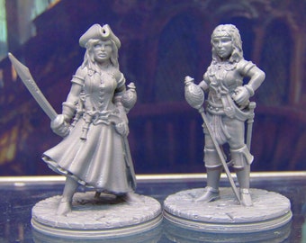 Human Pirate Female Captain / First Mate Mini Miniature Figure 3D Printed Model 28/32mm Scale Fantasy RPG Tabletop Gaming Dungeons & Dragons