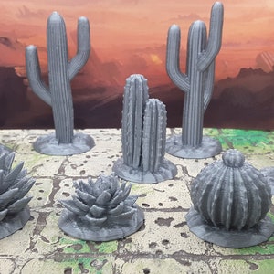 8 Piece Desert Plant Cactus Set Scatter Terrain Tabletop Scenery Gaming Mini Miniature Dungeons Dragons 28-32MM 3D Printed Empire Scorching