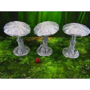 3pc Large Mushroom Trees Forest Set Scatter Terrain Scenery Mini Miniature Model 28mm/32mm Scale RPG Tabletop Gaming Wargaming D&D etc.