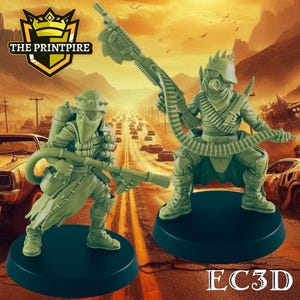 Wasteland Trooper Pair | Scavver Warriors | Post Apocalypse Bad Guy Miniature Figure | Wasteland Warfare Cyber Punk Dystopian Future | 32mm