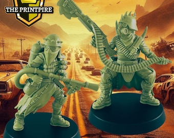 Wasteland Trooper Pair | Scavver Warriors | Post Apocalypse Bad Guy Miniature Figure | Wasteland Warfare Cyber Punk Dystopian Future | 32mm