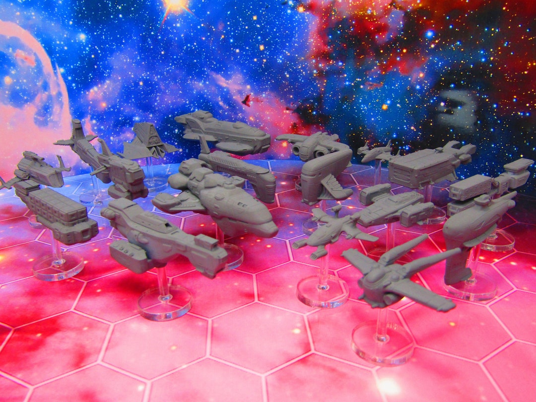 18pc Civilian Fleet and Transport Space War Gaming Set W/ Flight Stands  Rods Starfinder Fleet Scale Starship Mini Miniature Spaceship