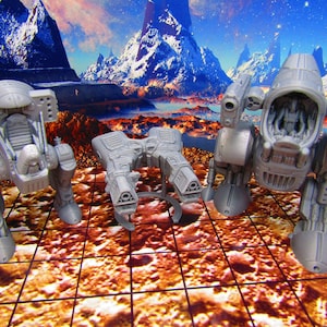 3pc Mech Assault Set Miniature Mini Scatter Terrain Scenery 3D Printed Model 28/32mm Scale Sci Fi Science Fiction RPG Tabletop Gaming