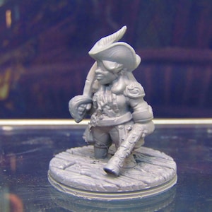 Gnome Female Pirate Captain Mini Miniature Figure 3D Printed Model 28/32mm Scale Fantasy RPG Tabletop Gaming Dungeons & Dragons