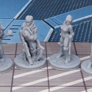 Lot of 6 Space Crew Mini Miniature Figure Scenery Terrain 3D Printed Model 28/32mm Scale Sci Fi Science Fiction RPG Tabletop Gaming