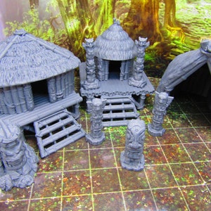 16pc Jungle Tribal Native Village Scatter Terrain Scenery 3D Printed Model 28/32mm Scale Fantasy RPG Tabletop Gaming Dungeons & Dragons