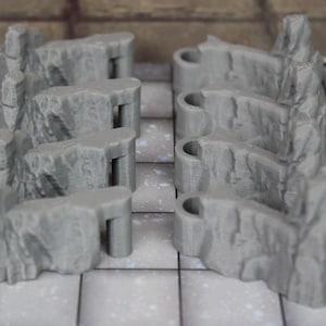8pc Dry Cavern Dungeonsticks Stone Walls Map Building Tile Set Scenery Terrain 3D Printed Scale RPG Fantasy D&D Tabletop