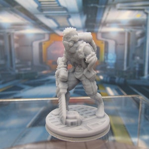 Alien Zombie Mutant w/ One Arm and Mask Mini Miniature Figure 3D Printed Model 28/32mm Scale Sci Fi Science Fiction RPG Tabletop Gaming image 1