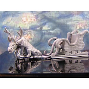 Chaindeer Evil Christmas Reindeer W/ Sleigh Mini Miniature Model Character Figure 28mm/32mm Scale RPG Tabletop Gaming Wargaming D&D etc.