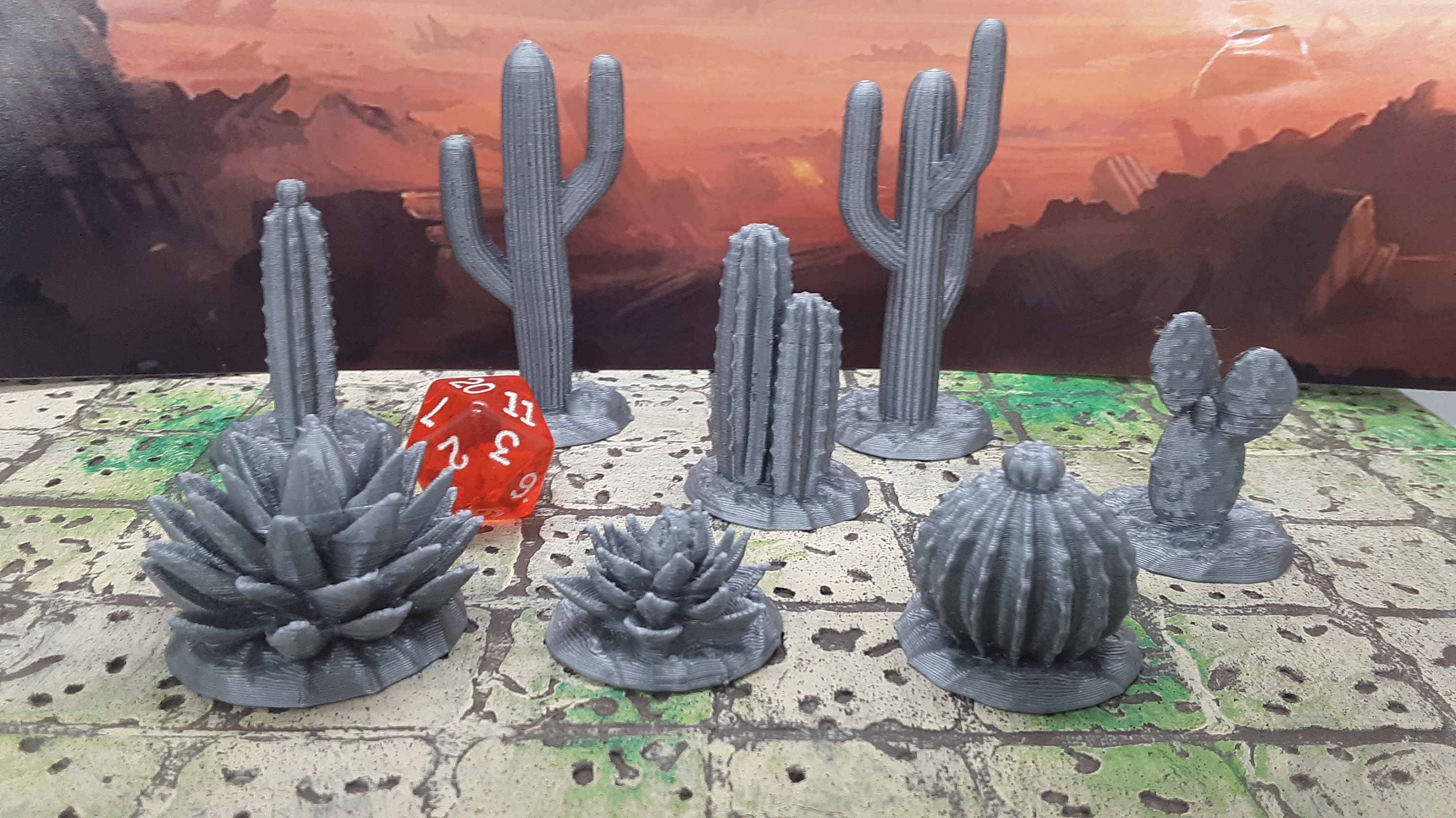8 Piece Desert Plant Cactus Set Scatter Terrain Tabletop