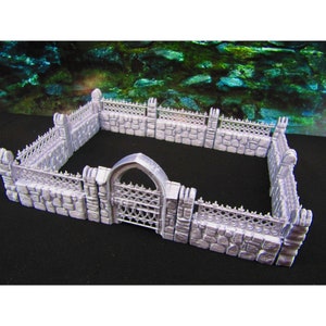 20pc Wrought Iron Fencing Set Graveyard / Cemetery Scatter Terrain Scenery Tabletop Gaming Mini Miniature 3D Printed D&D Wargaming etc.