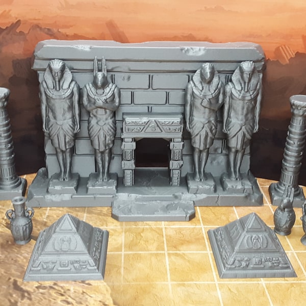 12 Piece Egyptian Facade Tomb Entrance Encounter Set Scatter Terrain  Scenery Tabletop Gaming Mini Miniature Models 28-32MM 3D Printed