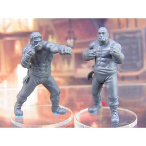 Human Boxer Bar Room Brawlers Pair Mini Miniature Figure 3D Printed Model 28/32mm Scale RPG Fantasy Games Dungeons & Dragons Gaming