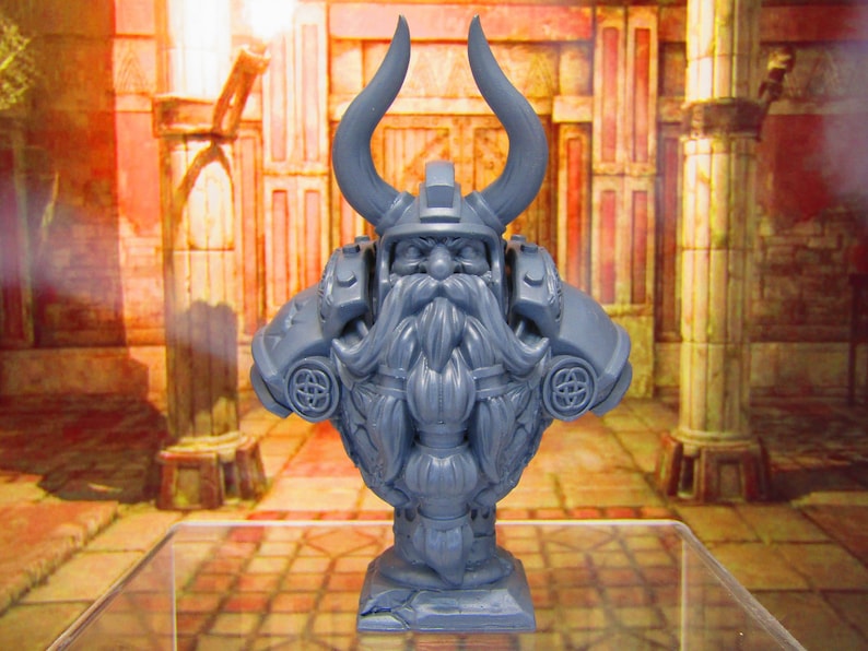 4 Tall Dwarven King Bust Statue Resin 3D Printed Model Etsy