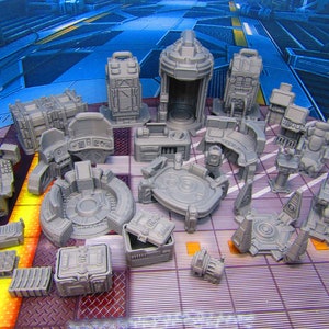 24 Piece Space Star Ship Terrain Scenery Miniature 3D Printed Model 28/32mm Scale Sci Fi Science Fiction RPG Tabletop Gaming