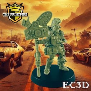 Wasteland Travelling Merchant | Male Human NPC | Post Apocalypse Bad Guy Miniature Figure | Wasteland Warfare Cyber Punk Dystopian Future |
